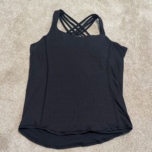 Lululemon Womens Free To Be Wild Black Striped Tank Top Size 4